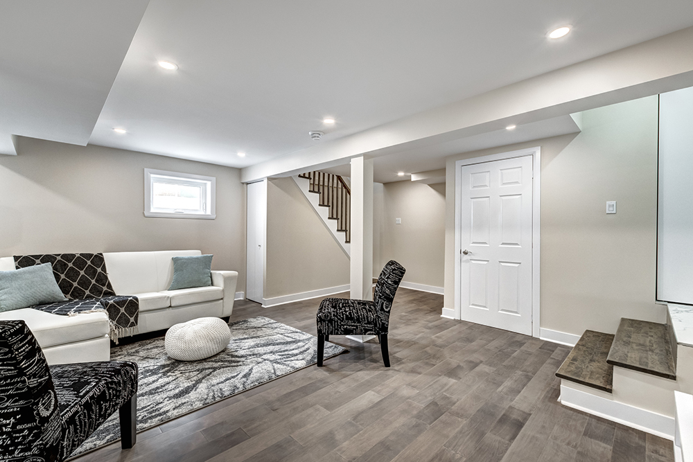 photo of a finished basement