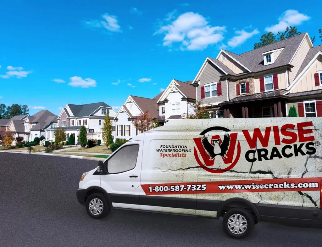 Wise Cracks van driving past some homes